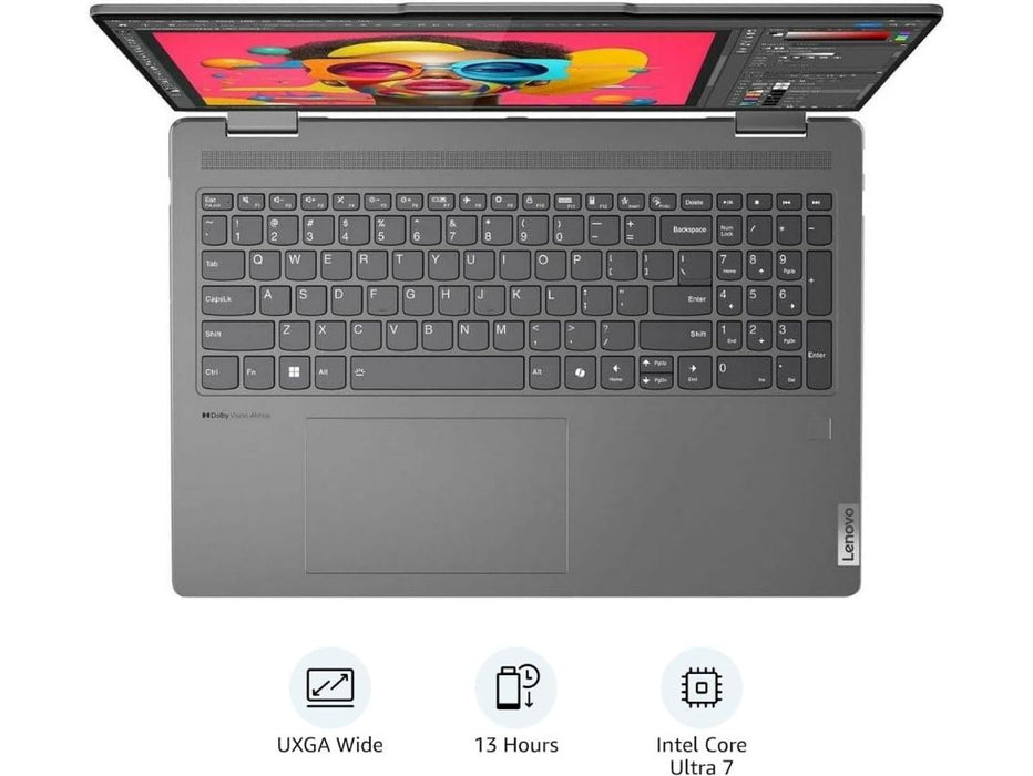 Lenovo Yoga 7i 16 - 2-in-1 Laptop - Intel Ultra 7-155U, 16GB, 1TBGB SSD, 16Inch Touchscreen, FP, Win 11, Storm Grey | 83DL0002US