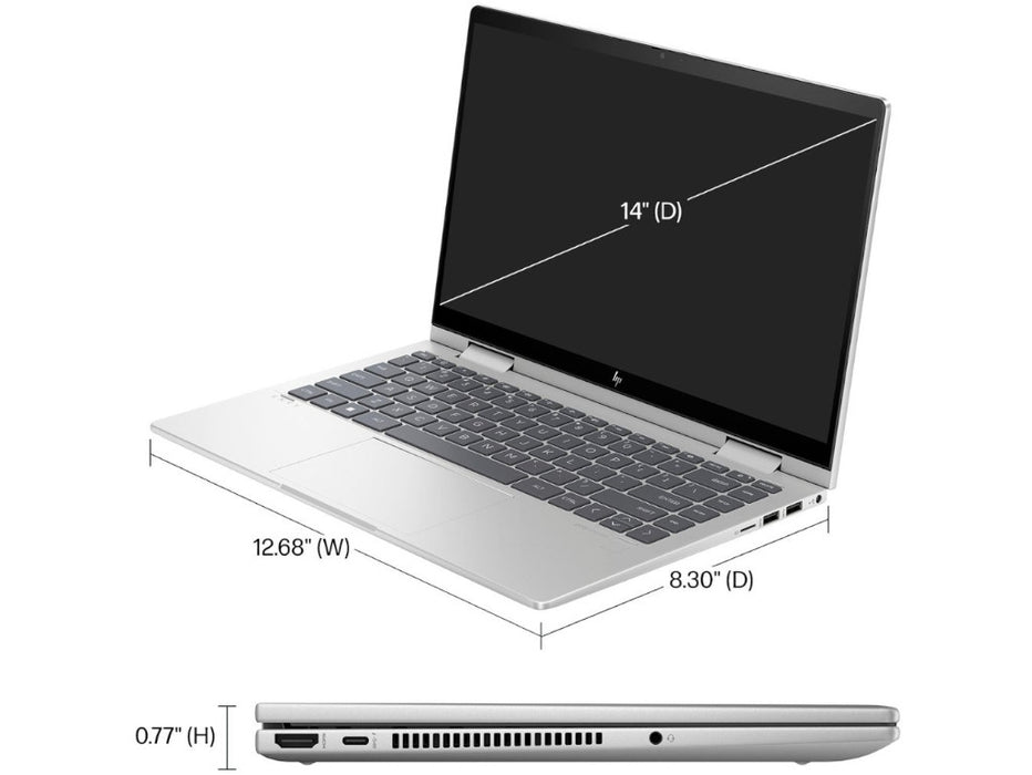 HP Envy X360 14 Convertible Laptop 14-es1023dx, Intel Ultra 7-155U, 16GB, 512GB SSD,14 Inch Touchscreen FHD, Intel Graphics, Win 11, Silver | 9R8R3UA