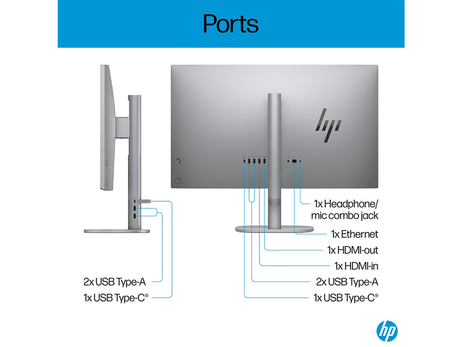 HP OmniStudio X All-in-One Desktop AI PC 27 Intel Ultra 7 155H, 16GB, 1TB SSD, 27 Inch FHD Touchscreen, Win 11, HP KB & Mouse Combo, Silver | 9S2Z2AV-1