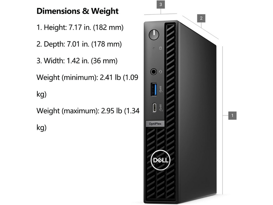 Dell OptiPlex 7020 Micro Desktop Intel Core  i5-14500T, 16GB, 256GB SSD, Windows 11 Pro, Black | FV8NH